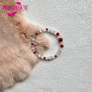 觀菩閣新中式紅瑪瑙荔枝凍貓眼串珠手鏈復(fù)古精致顯白手飾女 紅妝予你 手串 紅瑪瑙+貓眼珠