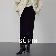 速品SUPIN女裝后開(kāi)叉黑色半身裙女冬季新款氣質(zhì)過(guò)膝裙 N13黑色 M