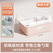 茶花 碗架碗柜碗筷收納盒筷子收納盒廚房多層帶蓋碗筷瀝水架 大號(hào)粉色帶蓋帶筷子籠和勺子槽】