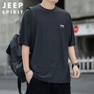 JEEP SPIRIT吉普短袖t恤男夏季冰絲上衣涼感速干半袖肌理紋體恤男 七夕禮物