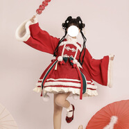唐努烏【竹杳】新中式旗袍可拆袖lolita少女漢服OP連衣裙中華風(fēng)洛麗塔 新年戰(zhàn)袍紅色 M