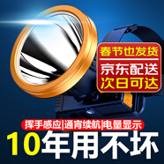 燈圖騰頭燈強光超亮頭戴式電筒戶(hù)外釣魚(yú)防水超長(cháng)續航鋰電照明燈 8000W-白激光標準感應版-9812