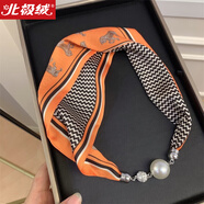 北極絨磁扣絲巾女春秋薄款護脖子懶人磁吸扣絲巾小長條領巾護頸珍珠項鏈 千里馬