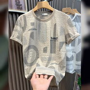 潮韻月設計師款天絲麻短袖T恤男2024夏季新款麻料衣服薄款亞麻體恤棉麻 G100卡其色 L