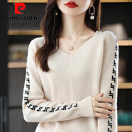 皮爾卡丹針織衫女2025秋冬新款毛衣女內搭長(cháng)袖v領(lǐng)寬松上衣打底羊保暖毛衫 大朗桐鄉毛衣杏色 S 建議80-95斤