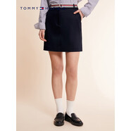湯米希爾費格（Tommy Hilfiger）女裝萊賽爾微彈條紋腰帶直筒氣質(zhì)商務(wù)休閑通勤半身裙38478 藏青色DW5 均碼 34