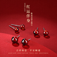 DAISY DREAM999足銀石榴石耳釘女輕奢氣質(zhì)養(yǎng)耳洞高級(jí)感紅色耳環(huán)小眾新款耳飾 5mm石榴石耳釘【999銀】