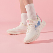 李寧女鞋跑步鞋女輕便單網(wǎng)透氣網(wǎng)面運動(dòng)鞋休閑旅游鞋 乳白色/夾竹桃粉-12（輕云） 37