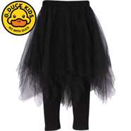 G.duck小黃鴨女童打底褲春秋裝中大童裙褲褲裙假兩件兒童洋氣外穿紗裙秋 黑色 冬季加絨7-15度【純網(wǎng)紗裙 140