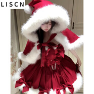 LISCN圣誕初雪冬裝新款日系軟妹lolita斗篷氛圍感戰袍公主蓬蓬裙套裝 圣誕蓬蓬連衣裙（預售款） S