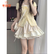 乖甜星溫柔甜妹奶乖穿搭套裝裙女夏假兩件收腰襯衫碎花百褶短裙子兩件套 上衣+裙子【兩件套】 M