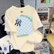 MLBNY官旗方LB潮牌舒爽透氣奧萊促銷丨簡(jiǎn)約純棉丨丨重磅短袖恤情侶裝店 杏色 M
