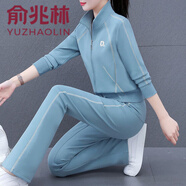 俞兆林中老年運動(dòng)服套裝女春秋2025新款女裝時(shí)尚媽媽早春開(kāi)衫衛衣兩件套 藍色 M (建議80-95斤)