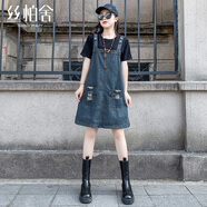 絲柏舍復古牛仔背帶裙2026夏裝新款女裝簡(jiǎn)約寬松休閑連衣裙