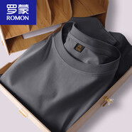 羅蒙（ROMON）液氨絲光棉短袖T恤男夏季新款冰絲涼打底衫黑白色休閑半袖新品 SG01-深灰 2XL (適合145-160斤穿著)