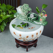 景德鎮(zhèn)陶瓷流水魚缸家用噴泉養(yǎng)魚盆大號碗蓮盆烏龜缸客廳造景擺件 秋藤+白菜滾珠流水+送7 50x50x23cm