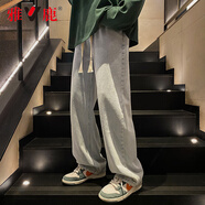 雅鹿牛仔褲男夏季薄款美式復(fù)古男褲直筒寬松闊腿長(zhǎng)褲潮牌涼感牛仔長(zhǎng)褲 淺藍(lán)色【薄款】 XL