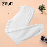 ZGWT輕奢高端品牌束腳休閑運(yùn)動(dòng)褲女寬松春秋冬加絨小熊哈倫褲衛(wèi)褲褲子 純色款-白色 L 【春秋款】108-120斤