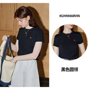 庫(kù)恩瑪維（KUHNMARVIN）【涼感科技】日常百搭短袖T恤女2025夏新款正肩半袖上衣K37860 黑色圓領(lǐng) M