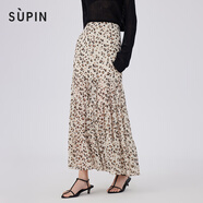 速品SUPIN女裝豹紋魚尾半身裙女春夏新款時尚法式碎花氣質(zhì)雪紡中長裙 T01杏咖豹紋 S