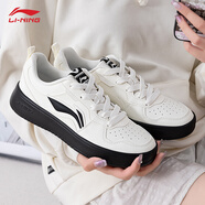 李寧復古女鞋板鞋冬季新款運動(dòng)休閑鞋子女士跑步百搭透氣學(xué)生小白鞋 白月光色 【初云】 38