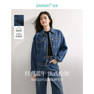 茵曼（INMAN）章若楠同款復古休閑女裝短款牛仔外套2025年秋季新款長袖上衣 牛仔藍-經典款-18438139 L