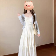 妃莉杋（FeiLiFan）白色吊帶連衣裙子女裝2025新款夏季穿搭溫柔風(fēng)小個子氣質(zhì)長裙套裝 連衣裙【單件】 M 45/55kg