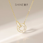 萱子（SHINE）飾品羅馬圓環(huán)毛衣項(xiàng)鏈小眾女鎖骨鏈禮物送女友 黃色 45cm 1個(gè)