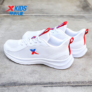 特步（XTEP）童鞋男童運動(dòng)鞋秋季兒童網(wǎng)面透氣跑步鞋大童男孩黑色休閑鞋子E3R 白色9012 34