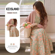 雅黛絲薇連衣裙女裝2026春夏新款衣服套裝針織開(kāi)衫氣質(zhì)法式碎花裙子兩件套 M1721粉色連衣裙 L