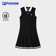 FILA FUSION斐樂(lè )潮牌女子針織連衣裙2025夏季新款無(wú)袖百褶連身裙 正黑色-BK M 165/84A/M