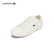 LACOSTE法國鱷魚(yú)男鞋25年新款時(shí)尚舒適百搭系帶板鞋帆布鞋|47CMA0005 18C/米白色 39.5 (250mm) 6