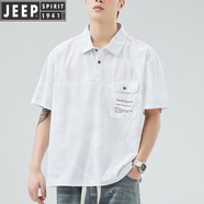 JEEP SPIRIT夏季新款冰絲polo.衫速干半袖t恤男工裝短袖大碼寬松翻領(lǐng)胖子上衣 白色 H76PO衫 M 90-105斤左右