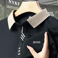 BOSS德國(guó)輕奢男士短袖T恤夏季商務(wù)休閑透氣翻領(lǐng)POLO衫男 輕奢888-灰色 XL 建議140-155斤