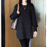 UOSO中長(zhǎng)款毛衣女遮臀2024新款慵懶風(fēng)寬松亮片毛衣女2025春季新款大碼 深灰色深秋初冬穿搭/秋季/洋氣 M 建議90-100斤均碼