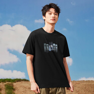 拓路者（Pioneer Camp）男士短袖t恤夏季純棉透氣寬松休閑上衣學生男裝簡約 黑色 M