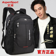 艾奔（ASPENSPORT）雙肩包大容量書包初中高中學(xué)生減負(fù)出差旅游旅行背包商務(wù)電腦包 黑色 標(biāo)準(zhǔn)版（可裝15英寸電腦）