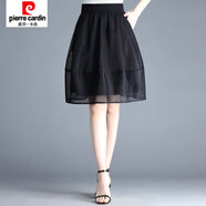 皮爾卡丹（pierre cardin）新款花苞裙網(wǎng)紗半身裙女春秋短裙冬高腰百褶裙燈籠裙打底裙子 黑色 (歐根紗)8834 M