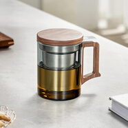 憶壺茶（YIHUTEA）茶杯玻璃茶水分離杯帶過濾家用辦公室男女泡茶杯茶道喝茶水杯子 【升級把手】墨色泡茶杯 400ml