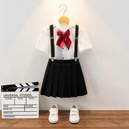 衣諾坊 六一兒童禮服演出服 幼兒園表演服套裝 小學(xué)生大合唱演出服裝 黑色女:襯衫+短裙+背帶+領(lǐng)花襪子 120 （建議體重：33-42斤）