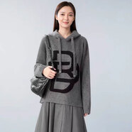 HAAPES專(zhuān)柜官方網(wǎng) 冬季新款連帽衛衣針織衫女毛衣寬松外套女 深灰色 M /3碼