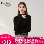 鱷魚(yú)恤【100%綿羊毛】立體肌理羊毛衫女針織衫秋冬新顯瘦內(nèi)搭毛衣女 黑色 XL 170