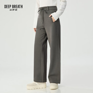 深呼吸DEEP BREATH女裝抽繩高腰直筒加絨休閑衛(wèi)褲女A100427 A100429 深灰-常規(guī) L (4碼)