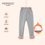 瑪米瑪卡MOMOCO女童打底褲秋冬季新款毛絨褲腳甜美時(shí)尚蝴蝶結(jié)打底褲 灰色 110