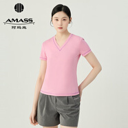 阿瑪施（AMASS）女裝2025新款縫線設(shè)計(jì)修身短袖莫代爾T恤女5301025 5301024 V型領(lǐng)-粉 XL (5碼)