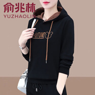 俞兆林帶帽衛(wèi)衣女小個(gè)子春秋2024新款秋季休閑寬松短款長(zhǎng)袖連帽女士上衣 黑色 M 【建議80-95斤】