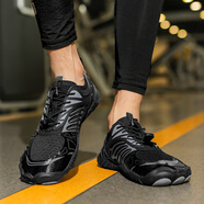 克卜勒成人室內健身鞋赤足跑鞋跳繩鞋男避震緩沖深蹲硬拉鞋家居運動(dòng)鞋 黑灰 43 265mm