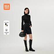 HLA海瀾之家長(zhǎng)袖針織衫女可翻高領(lǐng)純羊毛毛衣女裝冬