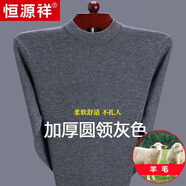 恒源祥純色羊毛絨衫男加厚半高圓領(lǐng)毛衣羊毛衫冬季款針織衫打底保暖上衣 圓 領(lǐng)灰色-純?nèi)?00甄選精品羊毛 XL 175【適合140-155斤】【柔軟舒適保暖