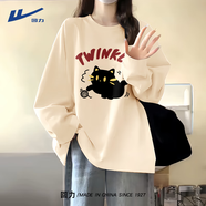 回力長(cháng)袖t恤女2025新款秋冬季時(shí)尚減齡打底衫初中生純棉內搭寬松上衣